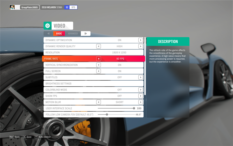 Thiết lập đồ họa trong Forza 4 mà mình chỉnh để test hiệu năng ASUS VivoBook Pro 14x OLED M7400QC.