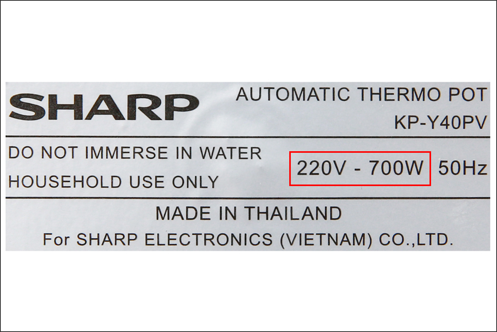 Công suất bình thủy điện Sharp KP-Y40PV-CU 4 lít