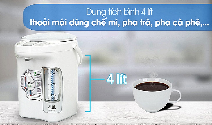 Bình thủy điện Kangaroo KG4K1 4 lít có dung tích 4 lít thoải mái pha trà, cà phê, sữa,...