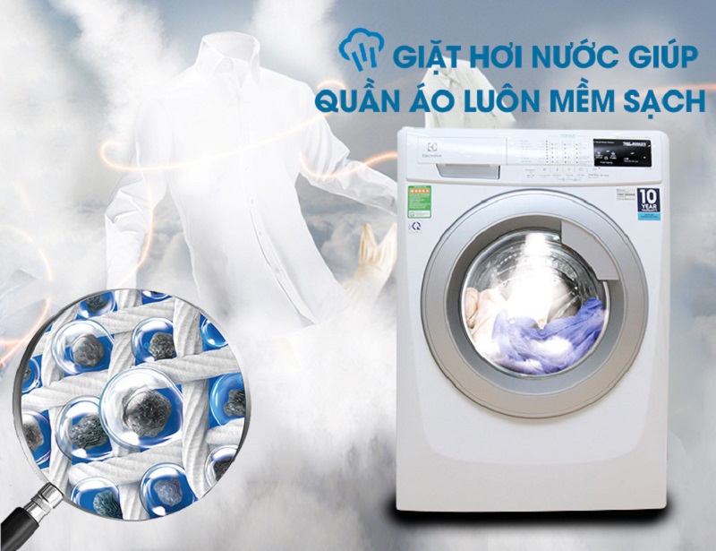 Chức năng giặt hơi nước giúp quần áo luôn mềm sạch