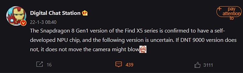 Rò rỉ phiên bản Find X5 Snapdragon 8 Gen 1 với NPU MariSilicon X Rò rỉ phiên bản Find X5 Snapdragon 8 Gen 1 với NPU MariSilicon X