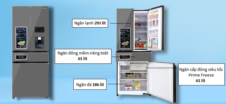 Kiểu tủ Multidoor hiện đại, phù hợp với gia đình từ 4 – 5 thành viên