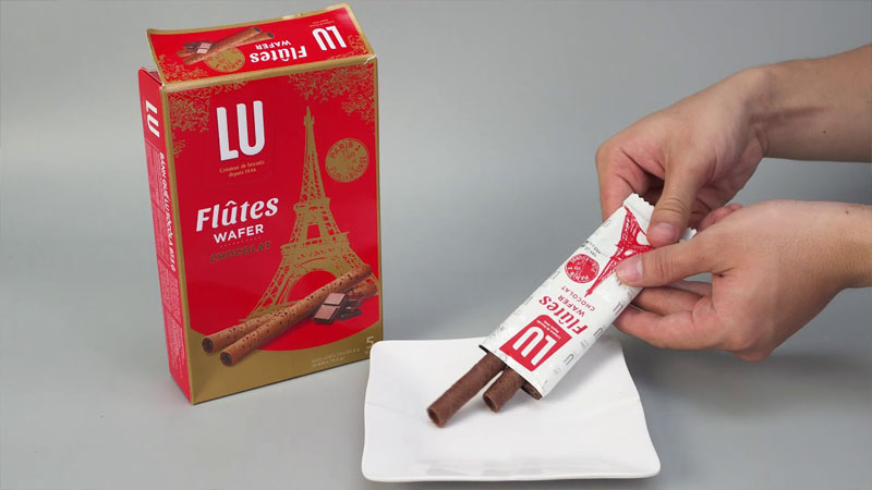 Cách sử dụng bánh quế Socola Lu Flutes Wafer