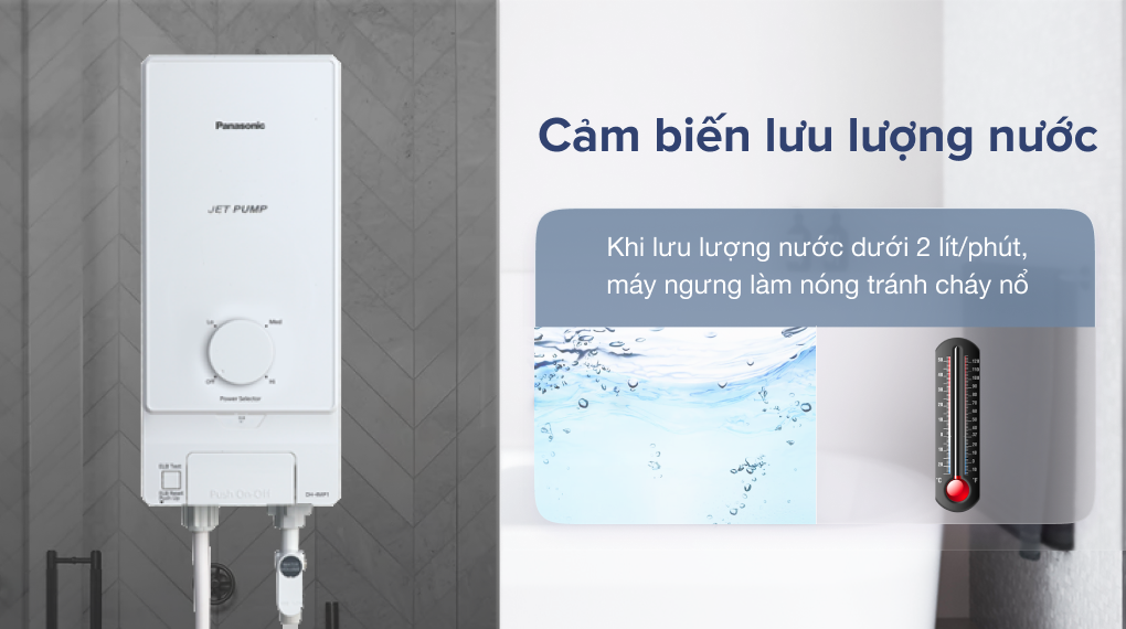 Máy nước nóng trực tiếp có an toàn không? Cách sử dụng an toàn > Máy nước nóng trực tiếp Panasonic 4500W DH-4MP1VW trang bị cảm biến lưu lượng nước