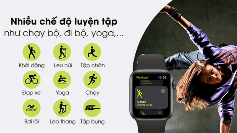 Đa dạng các chế đọ luyện tập trên Apple Watch SE LTE 40mm 