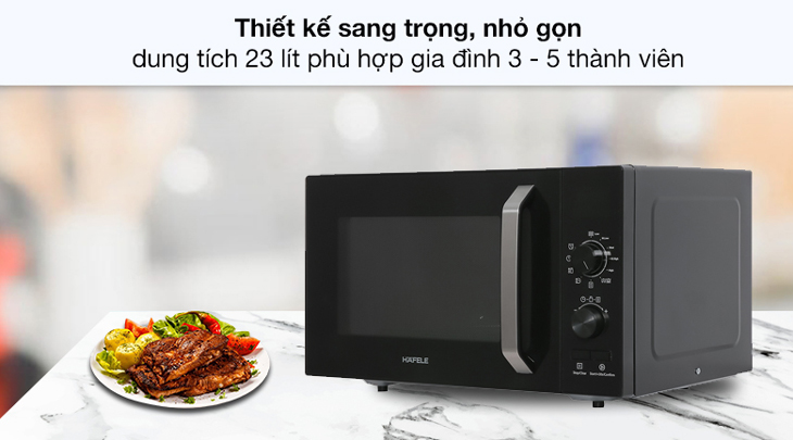 Lò vi sóng có nướng Hafele HW-F23B (538.31.270) 23 lít có dung tích 23 lít, phù hợp cho gia đình có 3 - 5 thành viên