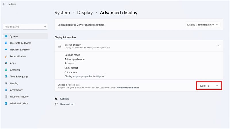 Cách tùy chỉnh tốc độ refresh trên Windows 11