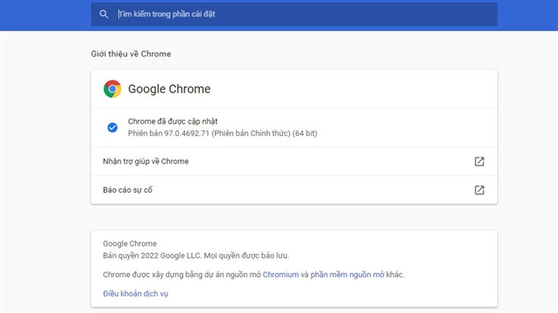Cách cập nhật Google Chrome 97