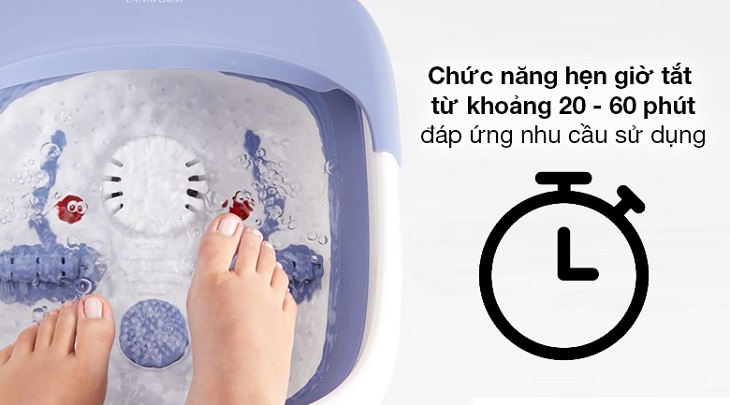 Bồn ngâm massage chân Lanaform LA110416 được trang bị tính tăng hẹn giờ tắt tiện lợi