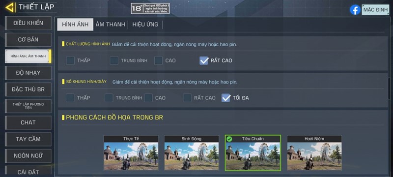 Thiết lập đồ hoạ game Call of Duty Mobile trên Galaxy S21 Ultra 5G.