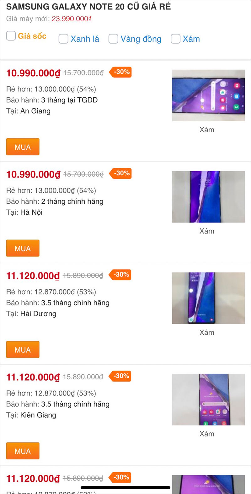 Giá Galaxy Note 20 cũ hiện tại đang quá hấp dẫn, mau sắm ngay thôi nào