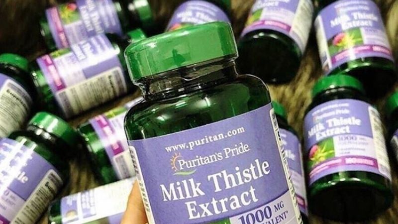 Puritan's Pride Milk Thistle Extract chứa 250mg Sylibum marianum tương đương 1000mg quả kế sữa khô