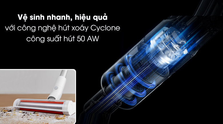 Máy hút bụi Xiaomi sử dụng công nghệ hút xoáy Cyclone hiện đại 