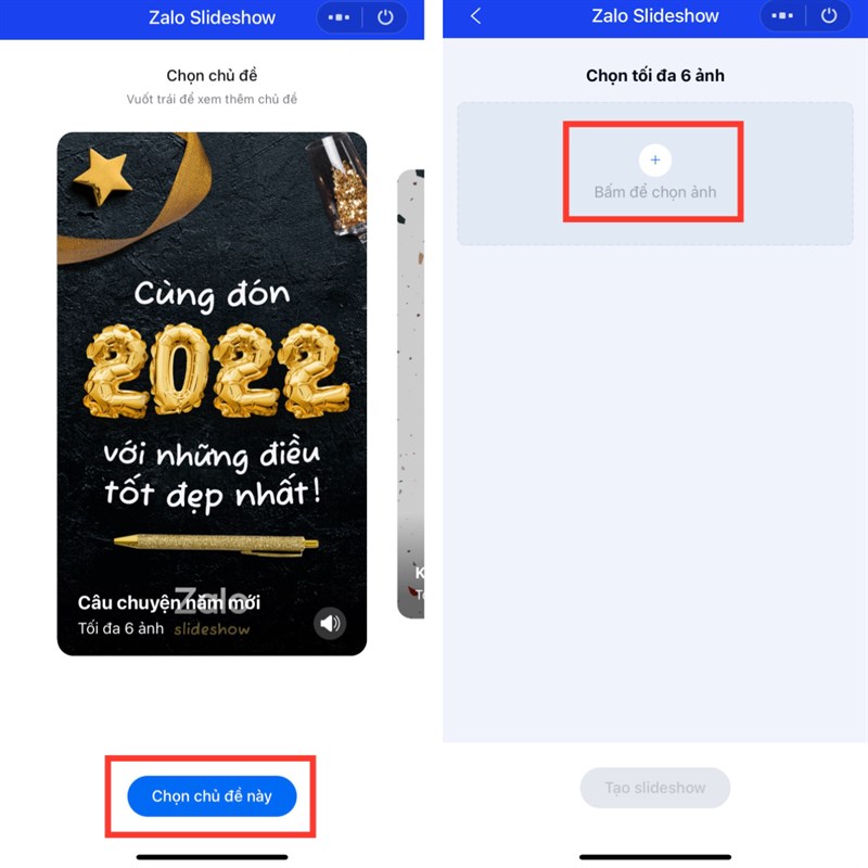 Cách tạo câu chuyện đầu năm (slideshow ảnh) trên Zalo