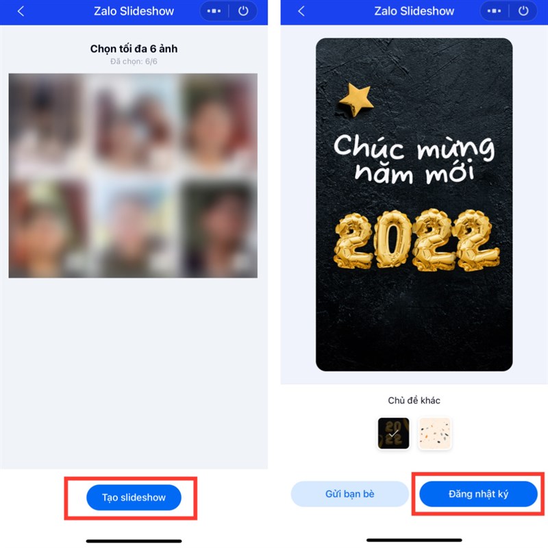 Cách tạo câu chuyện đầu năm (slideshow ảnh) trên Zalo