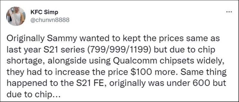 Giá Galaxy S22 Ultra, S22+, S22 tại Mỹ được tiết lộ trong rò rỉ mới
