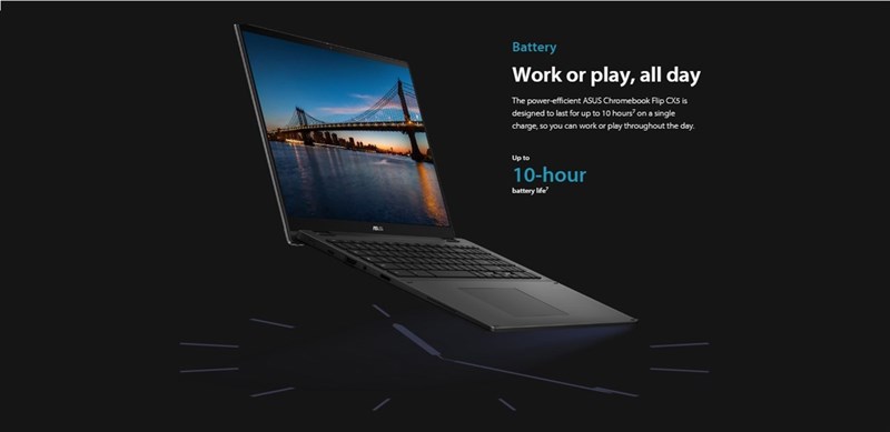 ASUS Chromebook Flip CX5 sở hữu thời lượng pin lên đến 10 giờ