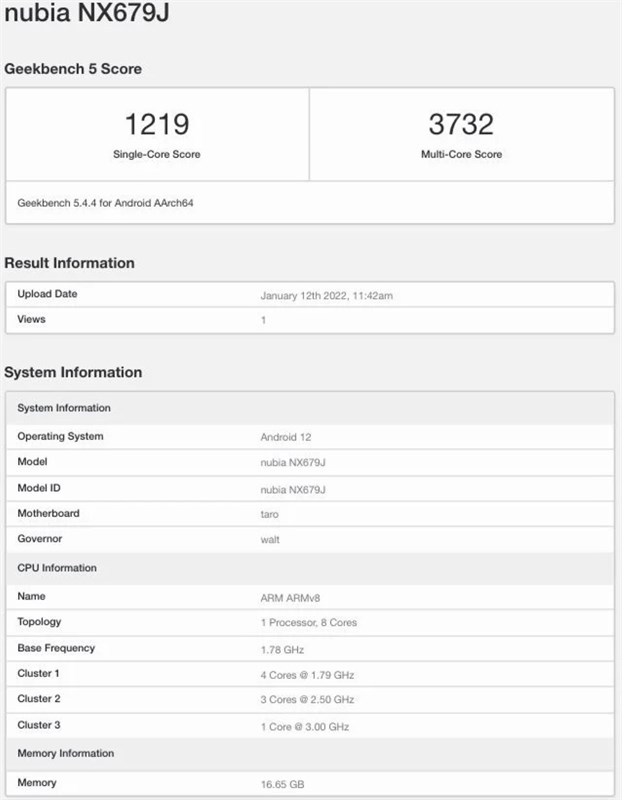 Nubia Red Magic 7 xuất hiện trên Geekbench với Snapdragon 8 Gen 1 và 18GB RAM