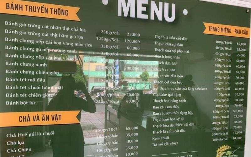 Menu quán bánh giò, bánh chưng mẹ Múp