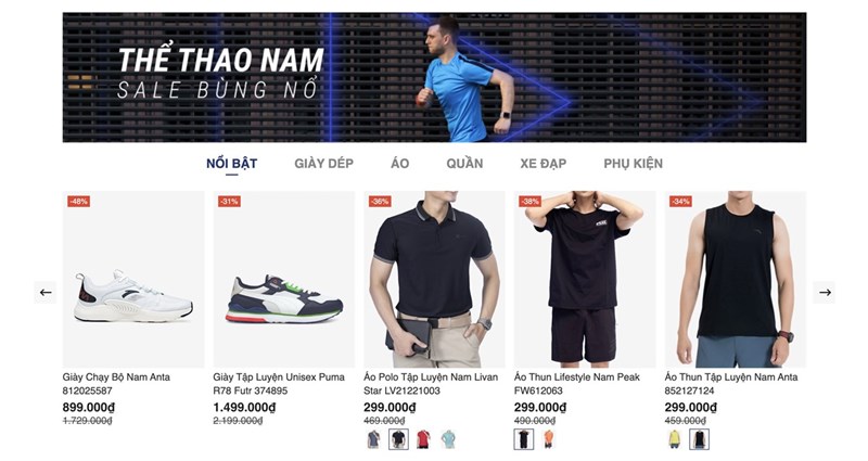 Phần Thể thao nam