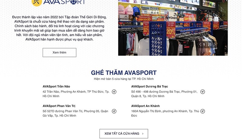 Thông tin cửa hàng AVASport