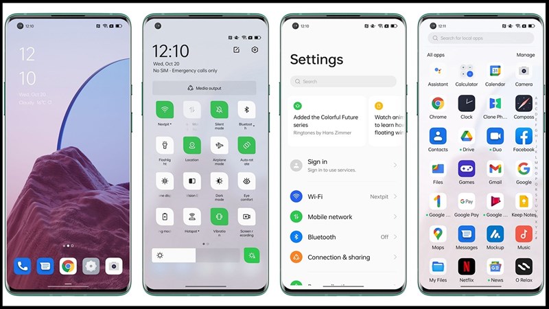 Mục cài đặt trên thiết bị OPPO