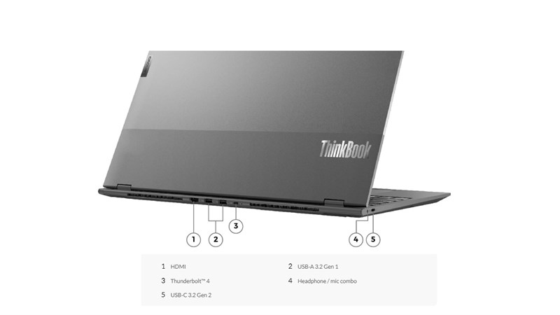 Lenovo ThinkBook Plus Gen 2 được trang bị đầy đủ các cổng kết nối cần thiết