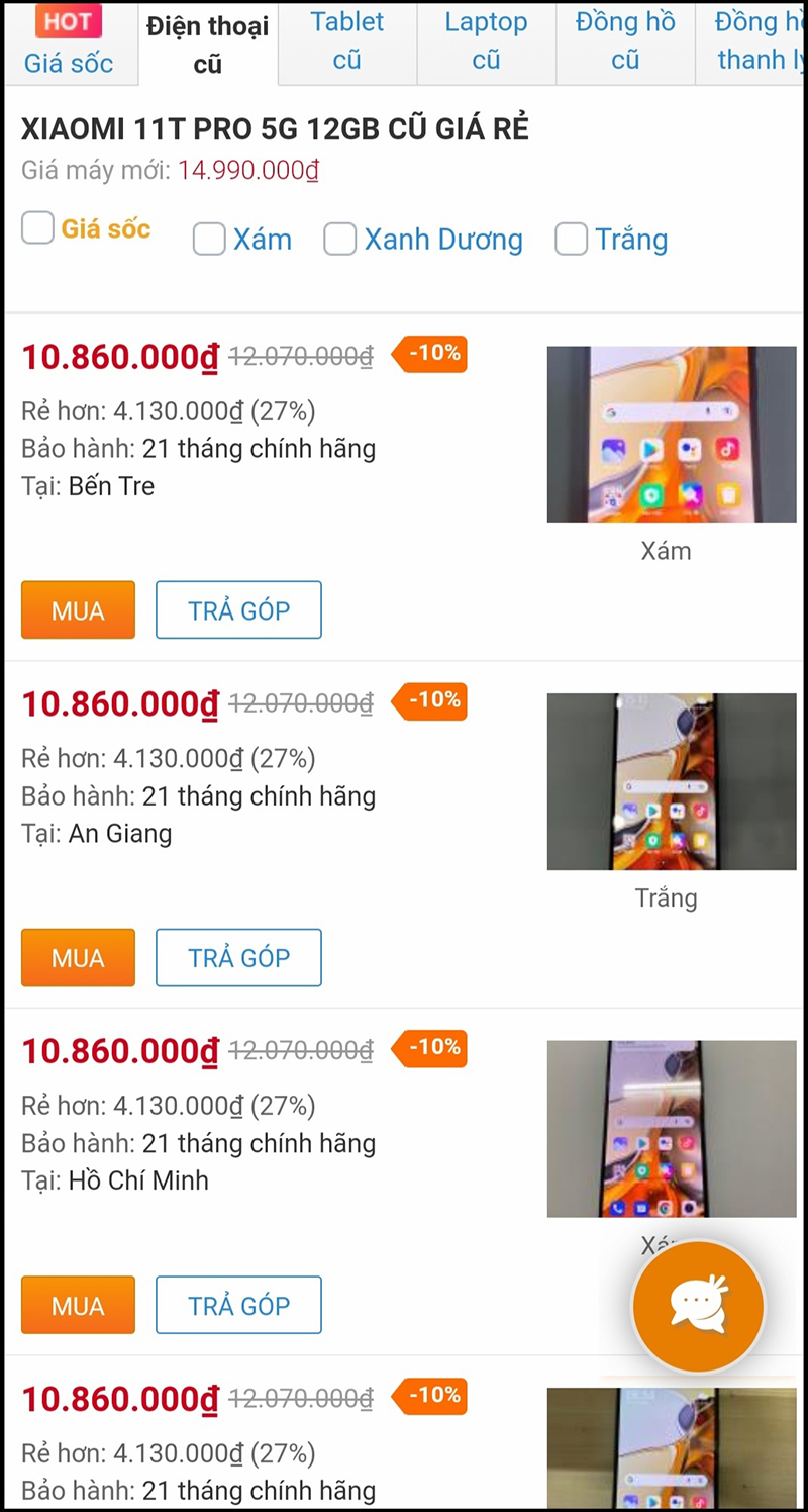 Giá Xiaomi 11T Pro cũ chính hãng Giá Xiaomi 11T Pro cũ chính hãng