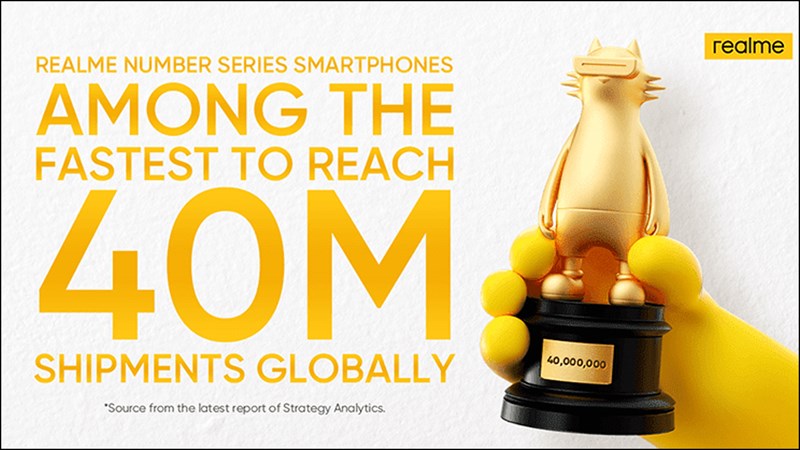 Realme đạt mốc bán ra 40 triệu smartphone dòng Number