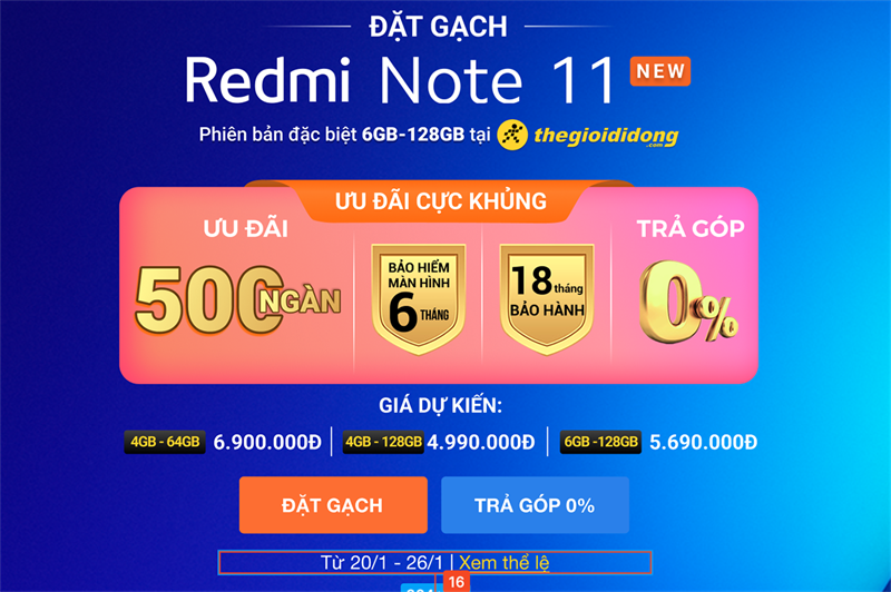 Khuyến mãi đặt trước Xiaomi Redmi Note 11