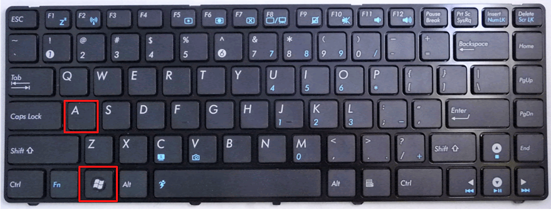  Nhấn tổ hợp phím Windows Key + A