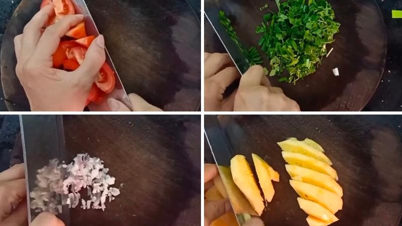 Sơ chế các nguyên liệu để nấu canh chua