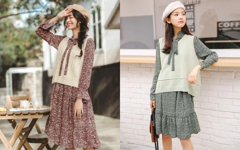 Áo khoác gile da lộn phối lông cừu cổ tròn, túi chéo mùa đông cho nữ |  Shopee Việt Nam