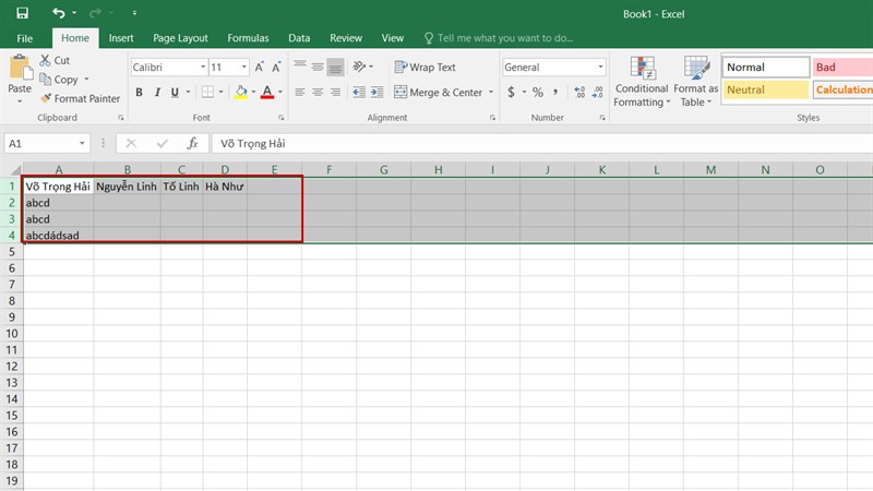 Cách căn độ rộng của hàng và cột tự động trong Excel