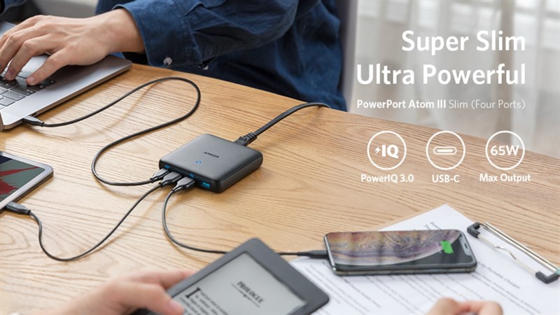 Bộ sạc Anker Powerport Atom III Slim 65W ra mắt: Công nghệ GaN, sạc bốn thiết bị cùng lúc bao gồm cả laptop Bộ sạc Anker Powerport Atom III Slim 65W ra mắt: Công nghệ GaN, sạc bốn thiết bị cùng lúc bao gồm cả laptop