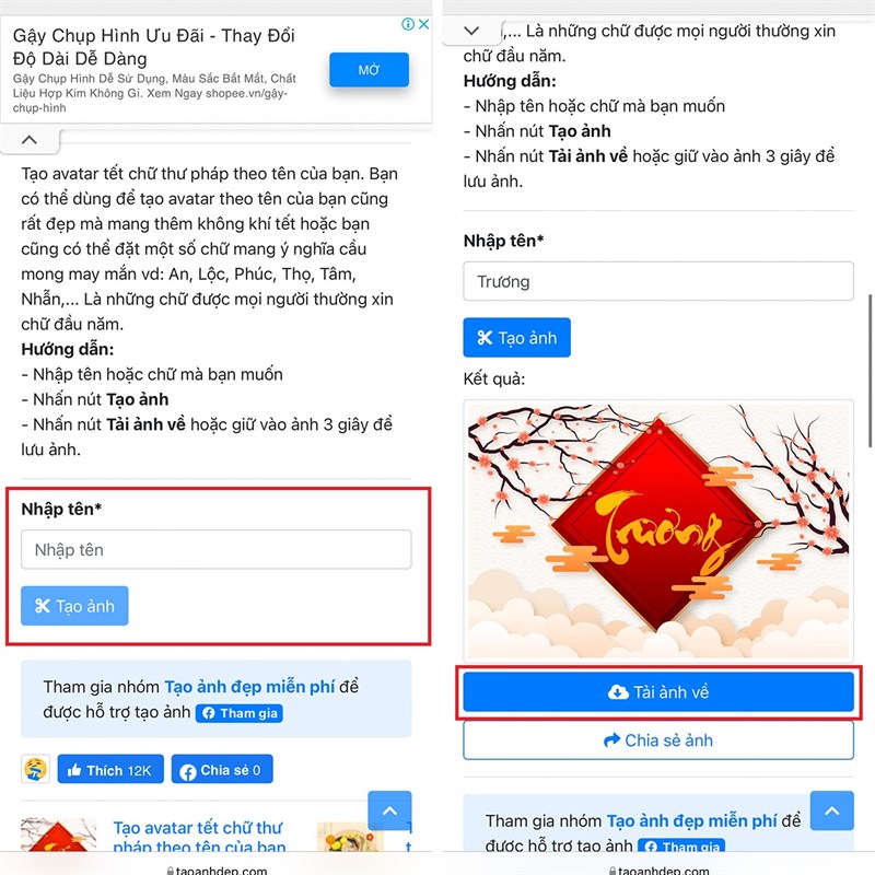 Tạo avatar chữ ký theo tên của bạn Online