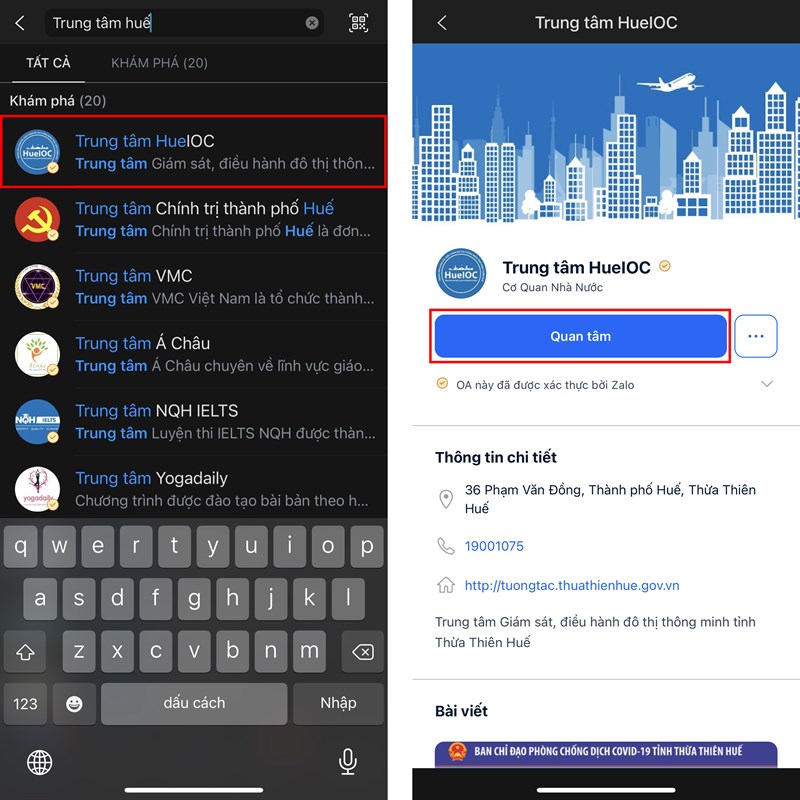 Cách xem thông tin cách ly các tỉnh trên Zalo