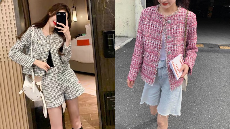 Năng động, sành điệu cùng áo dạ tweed và quần short