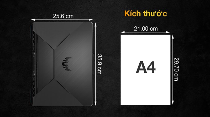 ASUS TUF Gaming FX506LH sở hữu kích thước tương đối nhỏ gọn. Nguồn: ASUS