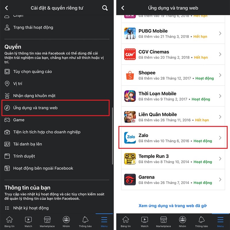 Hướng dẫn cách gỡ liên kết Facebook với Zalo 