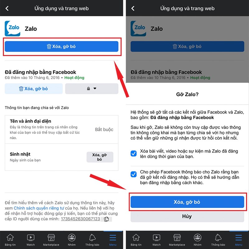 Hướng dẫn cách gỡ liên kết Facebook với Zalo 