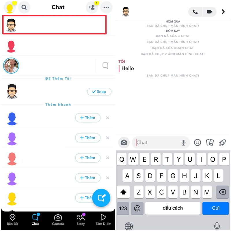 Cách xóa tin nhắn đã gửi trong ứng dụng Snapchat trên điện thoại