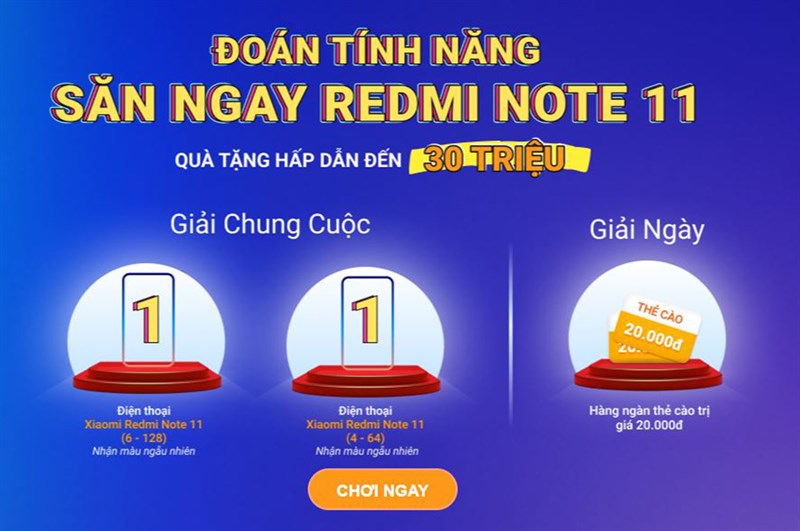 Minigame đoán cấu hình Redmi Note 11