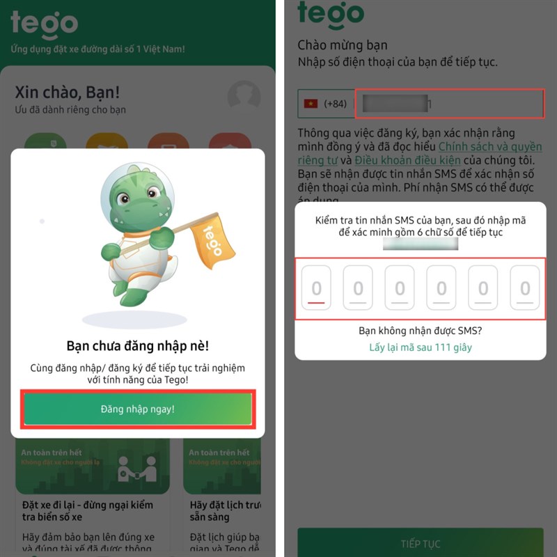 Cách đặt xe đường dài trên ứng dụng Tego