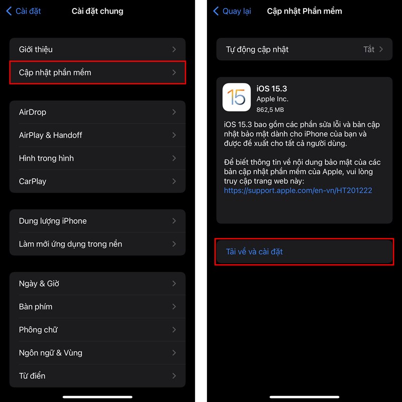 Cách cập nhật iOS 15.3 chính thức