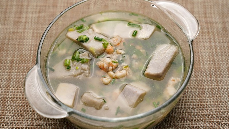 How to make white yam soup to cook fresh shrimp with sweet minced meat