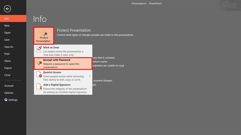 Cách đặt mật khẩu cho file PowerPoint