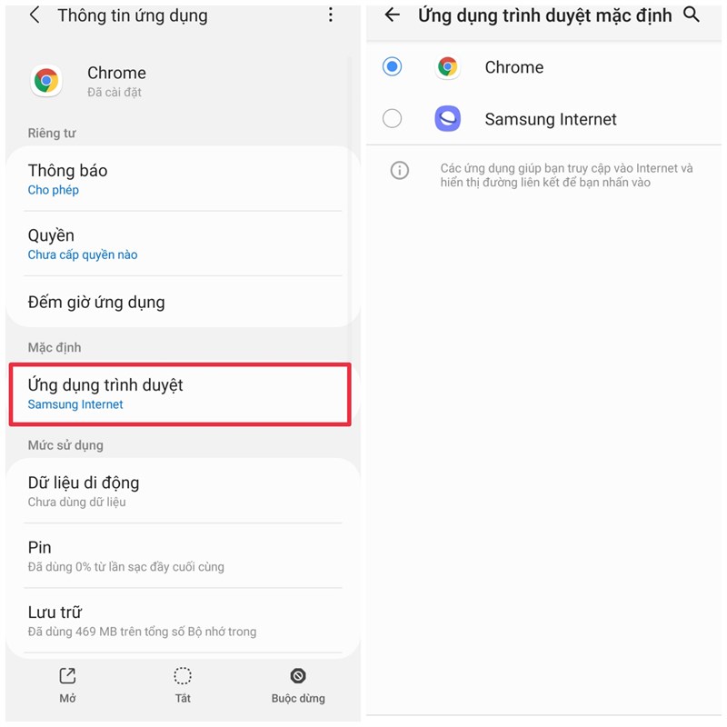 Cách thay đổi trình duyệt mặc định trên điện thoại Samsung