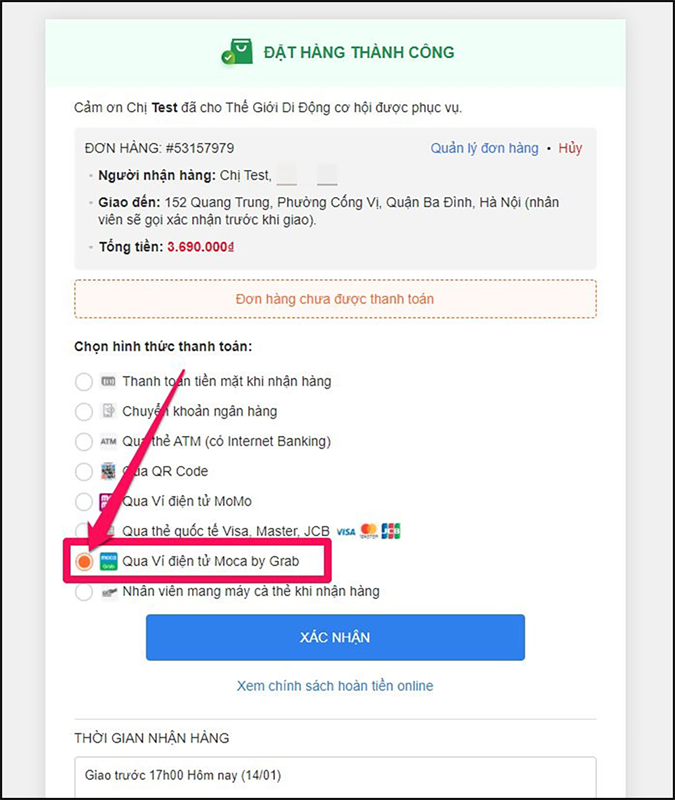 Nhập mã LIXITET được giảm ngay 5% tối đa 500K khi thanh toán qua MOCA