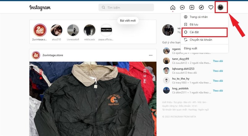 cách xóa lịch sử tìm kiếm Instagram trên máy tính